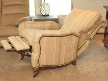 Pair Of Arhaus  Custom Stripe Upholstered Rolled Arms Recliners