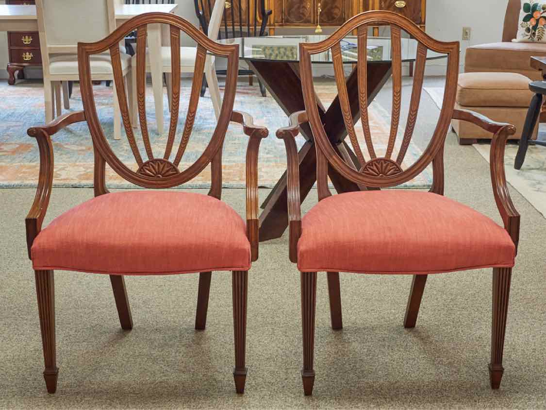 Pair of Baker Cherry Shield Back Dining Chairs