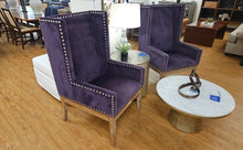 Pair of Purple Velvet Highback Chairs