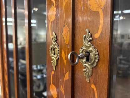 Antique Biedermeier 2-Piece Inlaid Cabinet