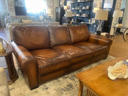 Pottery Barn Medium Brown Leather Sofa