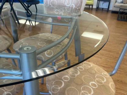 Now Furnishings High Top Glass Table w/ 4 Stools