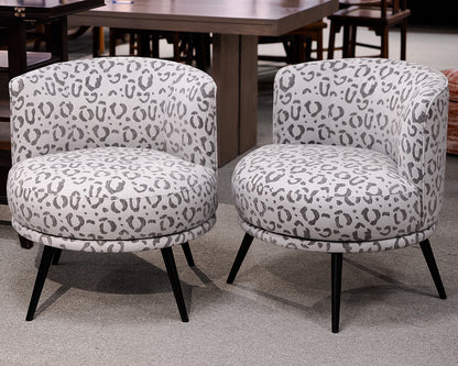 Pair of MCM Animal Print Upholstered Swivel Chairs