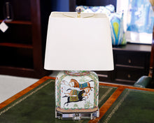 Porcelain Horses Flat Jar Lamp