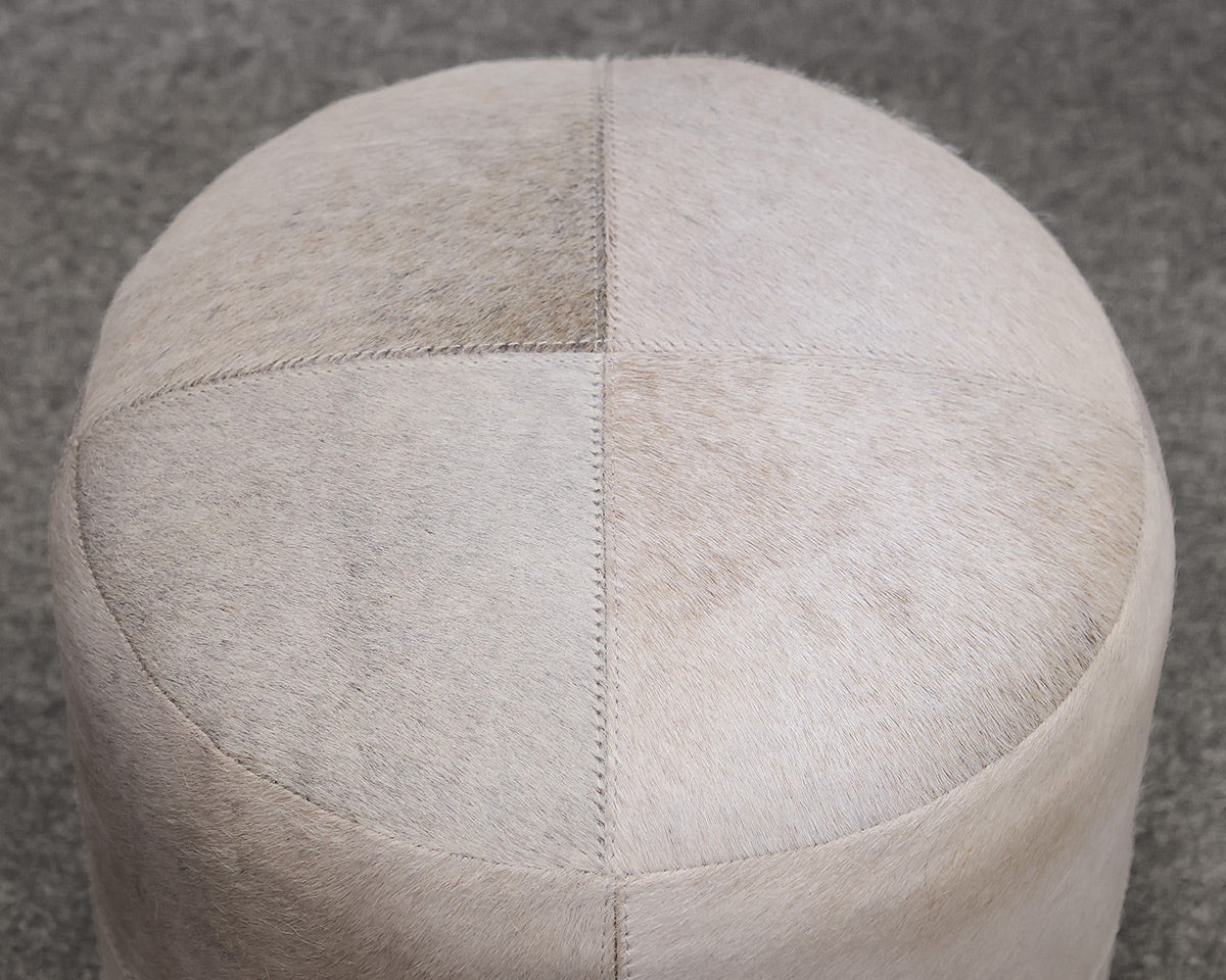 Round Cowhide Poof