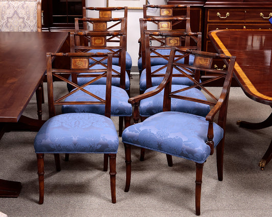 Stuart Swan Set of 8 Neoclassical 'X' Back Mahogany Dining Chairs
