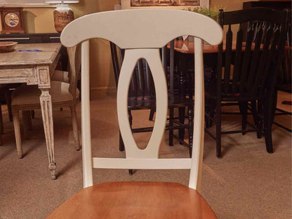 Maple Top Cream Finish Pedestal Table & Leaf & 4 Chair Set