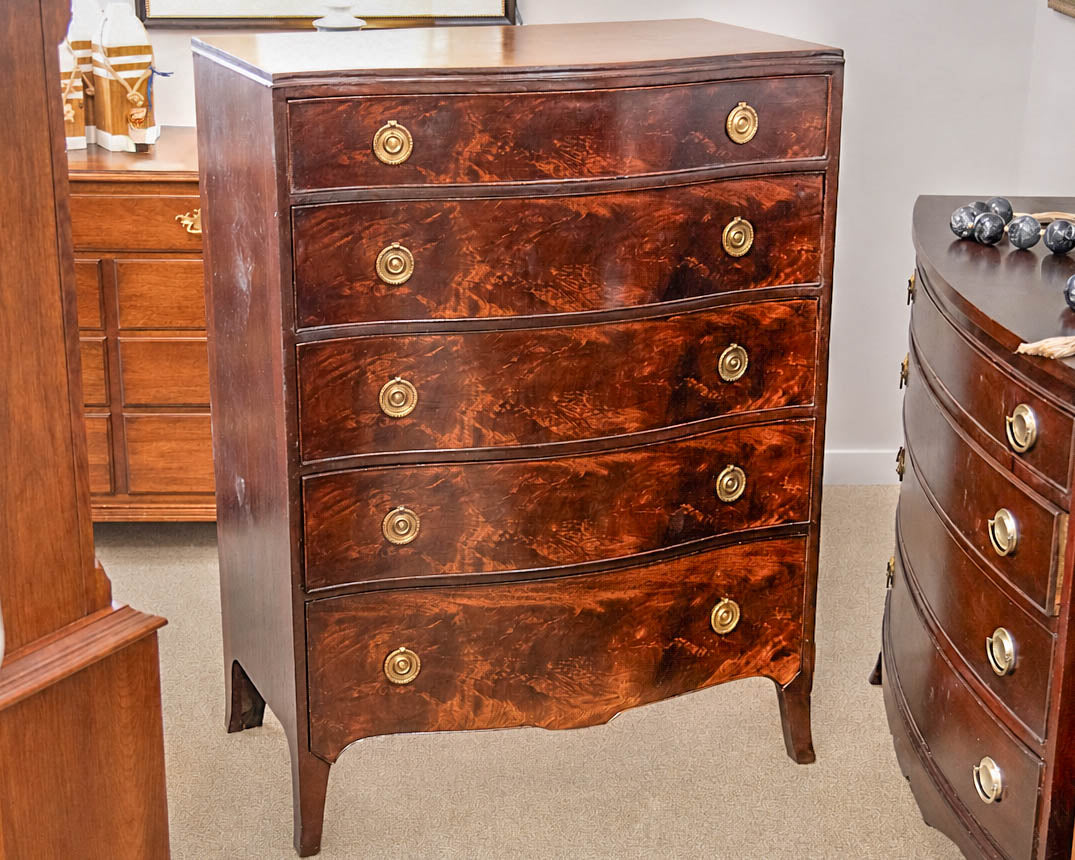 Beacon Hill Mahogany 5 Drawer Chest  with Brass Empire Pulls