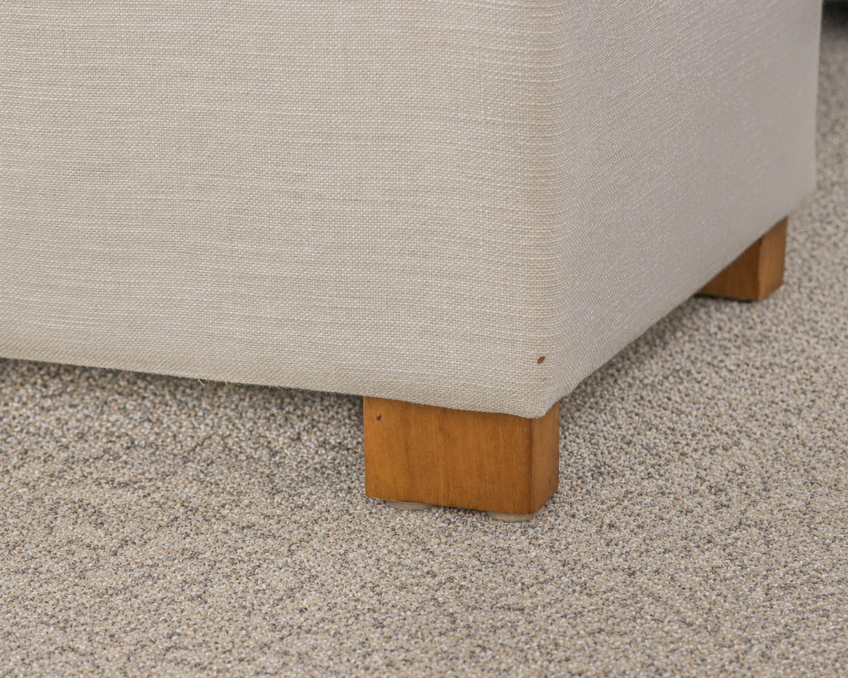 Button Tuffled Storage Ottoman in Ivory