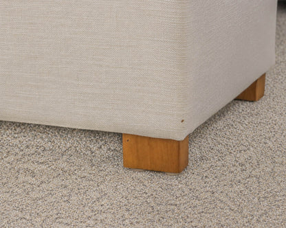 Button Tuffled Storage Ottoman in Ivory