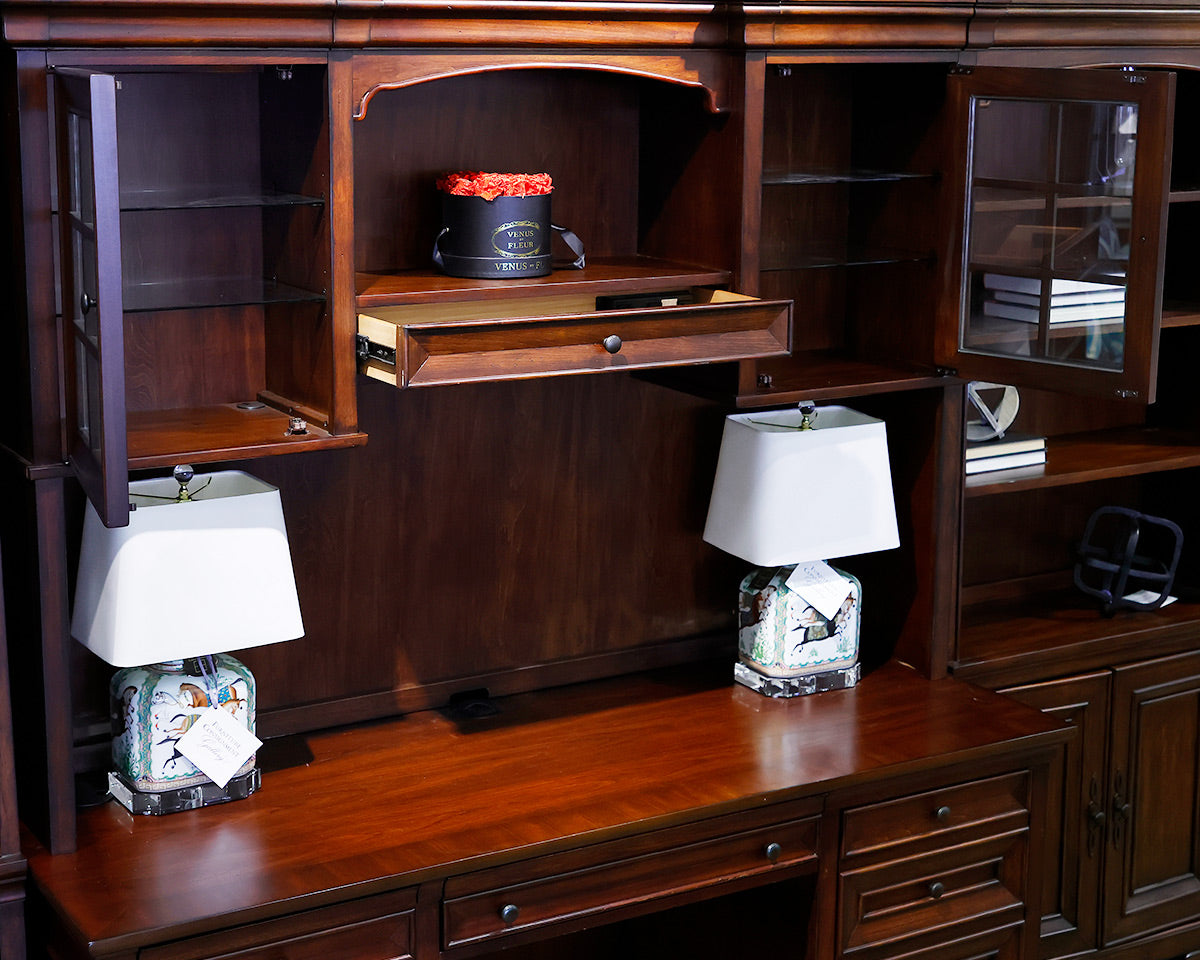 Mahogany 3-Piece Bookcase & Desk Unit