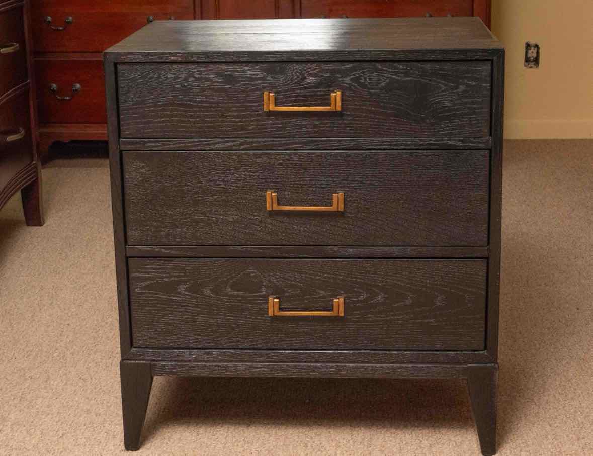 Restoration Hardware  Black  Finish 3 Drawer Nightstand