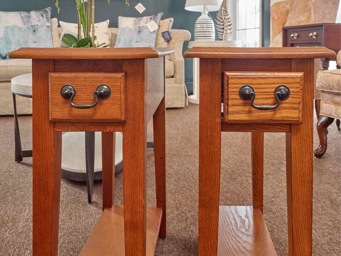 Pair Of Oak  1 Drawer & Lower Shelf  Side Tables