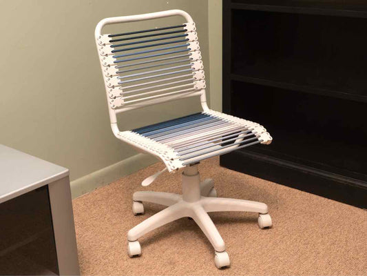 White Finish Office Chair with  Shades of Blue Poly Bungee Cord