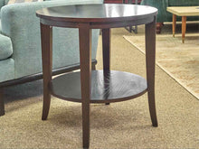 Ethan Allen Round Side Table with Shelf in Espresso Finish Oak