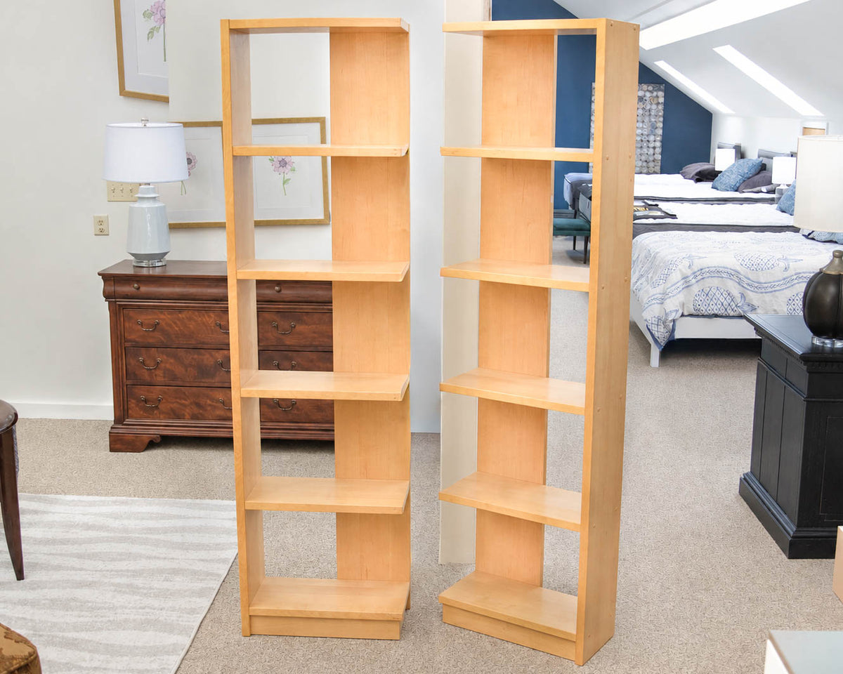 Pair of Light Maple Adjoining Bookcases