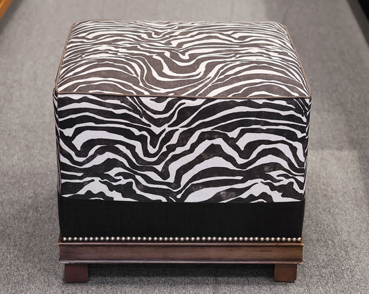 Custom Kravet Square Zebra Ottoman