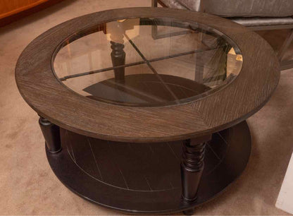 Cocktail Table with Insert Glass Top & Casters