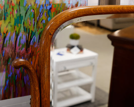 Antique Oak 4-Drawer Chest With Mirror