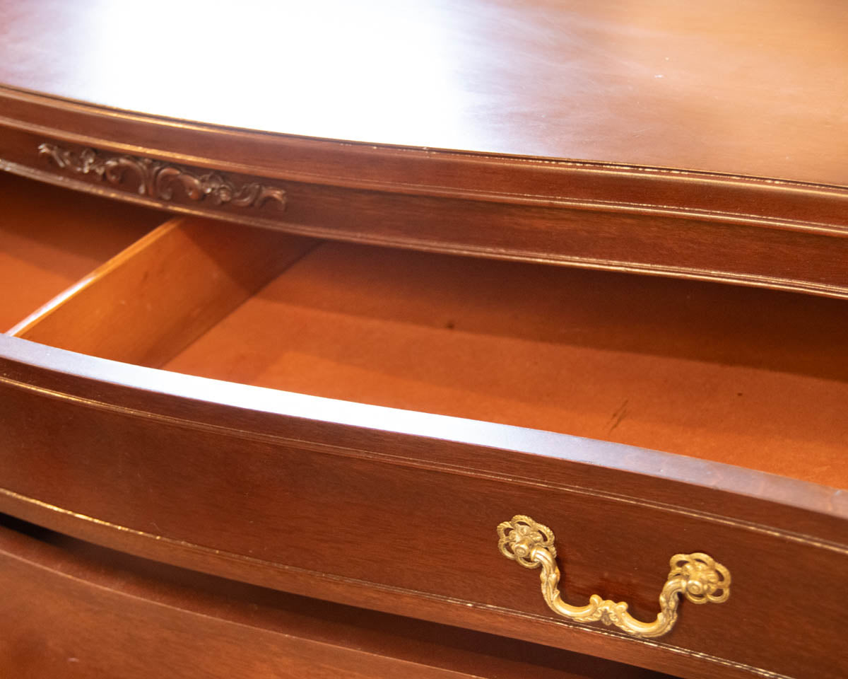Mahogany 3 Drawer Dresser with Carving & Ball & Claw feet