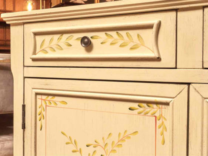 Celadon Finish Handpainted Accents 2 Drawer 2 Door Console