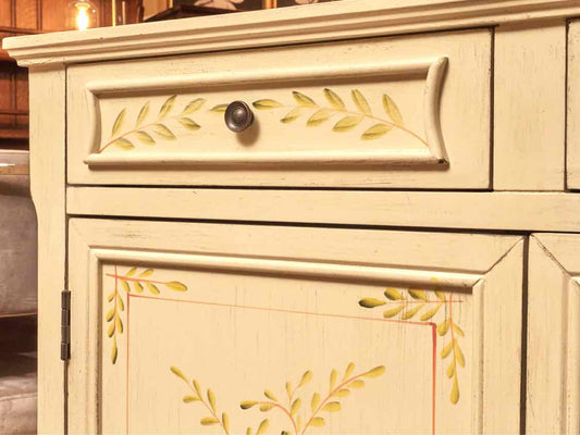 Celadon Finish Handpainted Accents 2 Drawer 2 Door Console