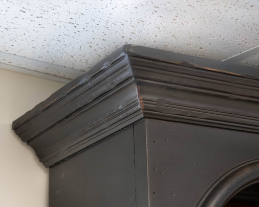 Drexel Double Arch Display Cabinet in Rustic Black