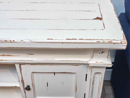 Cream Distressed Finish Media Furniture with 2 Doors