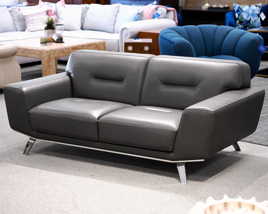 Gray Leather Roche Bobois Sofa