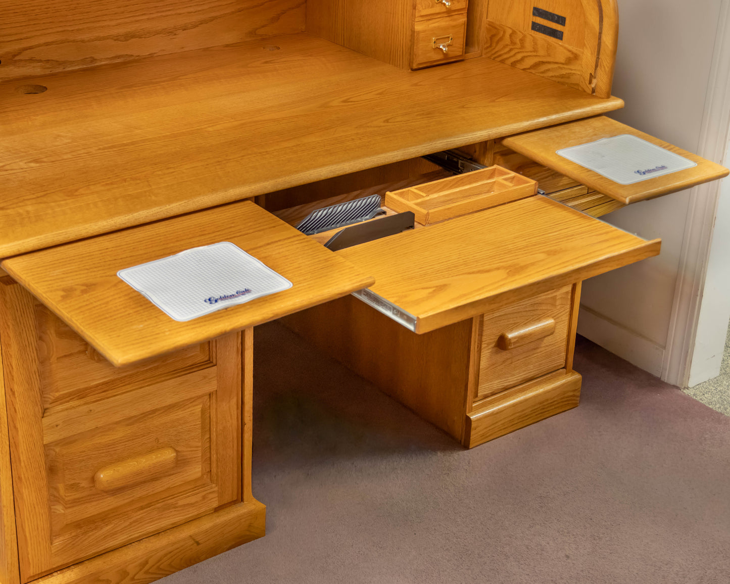 Golden Oak Roll-Top Desk