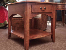 Ethan Allen Cherry Plank Top Side Table with 1 Drawer & Shelf