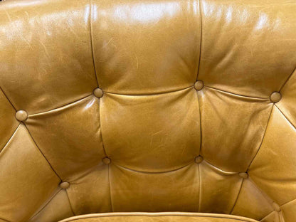 Pair of Leathercraft Mustard Leather Barrel Chairs