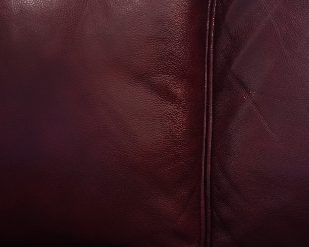 Burgundy Leather 3-Cushion Sofa