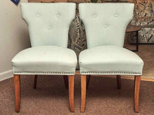 Pair Of Home Dec Far East Inc 'Robin's Egg Blue Upholstered Chrome Legs Chairs