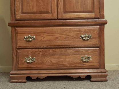 Vaughan Bassett Oak 2 Door 2 Shelf 3 Drawer Brass Handles Chifferobe Chest