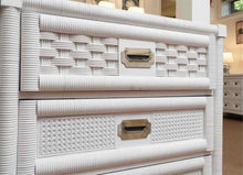 Dixie  White Wicker Weave 6 Drawer Dresser with Solid Brass Handles
