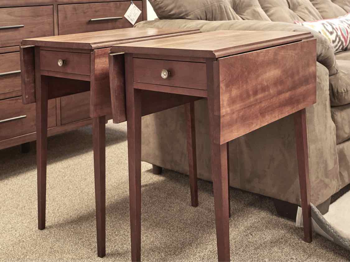 Pair of Benchmade Solid Cherry Dropleaf Tables