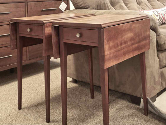 Pair of Benchmade Solid Cherry Dropleaf Tables