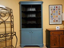Antique Corner Cabinet in 'Priscilla Blue Finish"with 2 Doors & 3 Shelves