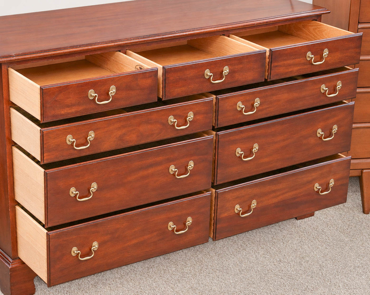 Henkel Harris 9 Drawer Mahogany Chippendale-Style Chest W/ Brass Hardware
