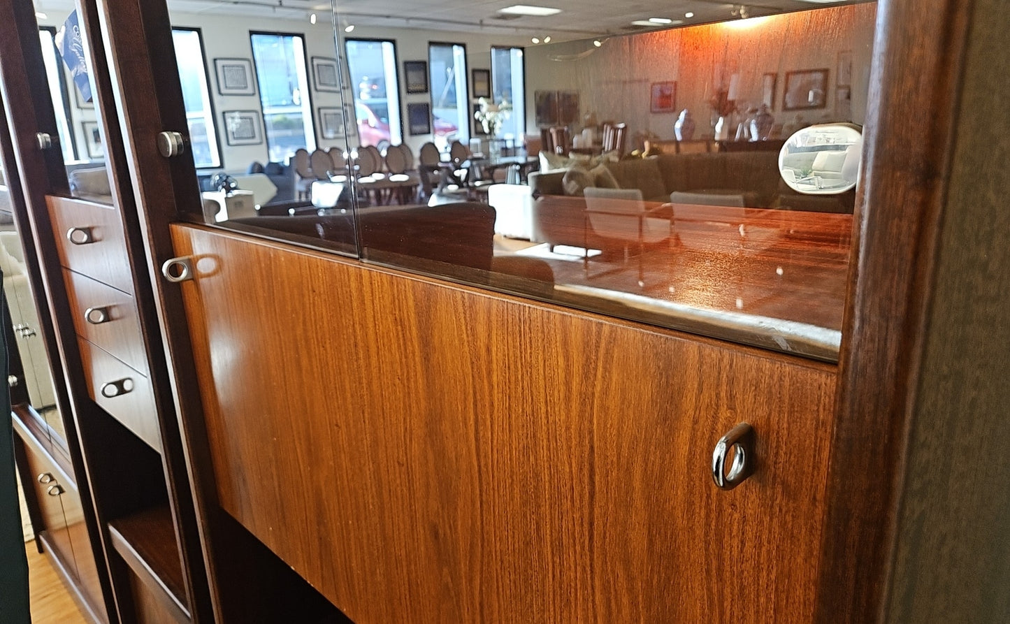 Redwood & Glass Cabinet with Desk