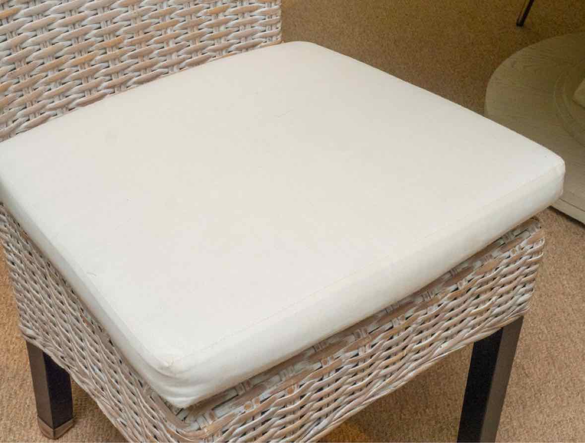 Classic Concept Inc White Washed Jute Wicker Side  ChairWith Cushion