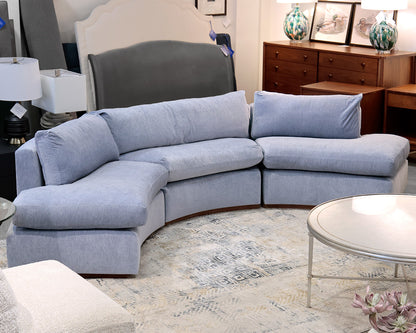 BH Home Custom 3-Piece Curved Light Blue Sectional
