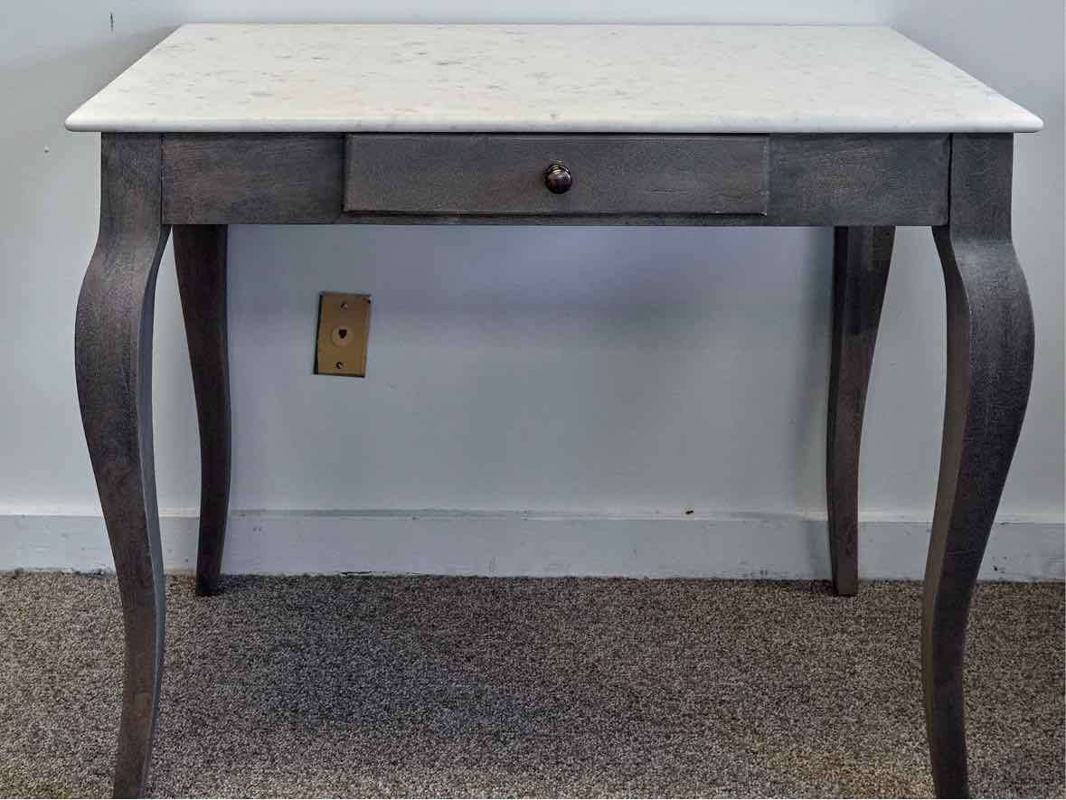 Pottery Barn 'Alexandra' Marble Top Desk W/ Oval Back Chair
