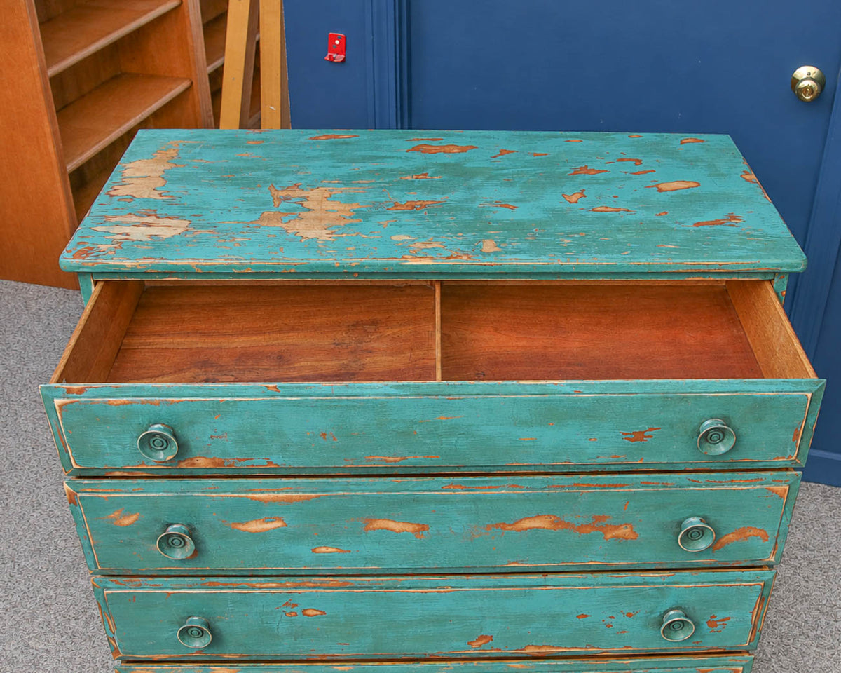 Four Drawer Dresser in Distressed Turquoise Finish