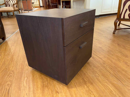 Dark Finish Wood Rolling File Cabinet