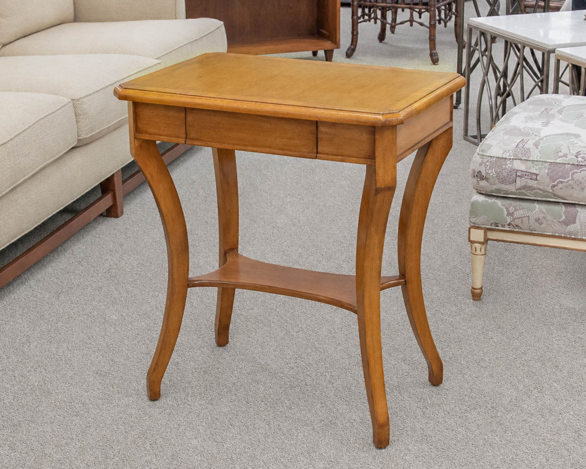 Pair of French Side Tables in Lacquered Cherry with Curved Legs