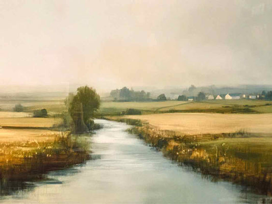 Framed Floating Print 'Meadow Stream' Under Glass