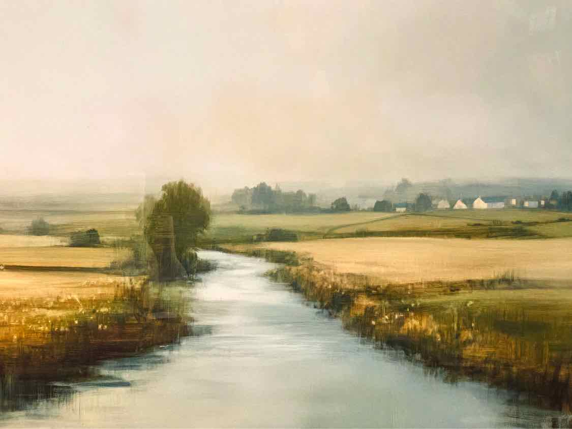 Framed Floating Print 'Meadow Stream' Under Glass