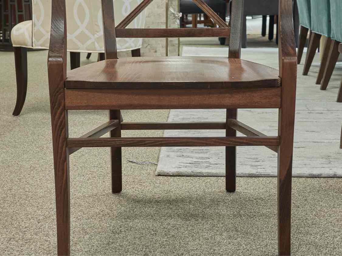 Dark Pine Finish Dining Table & Set of Six Chairs